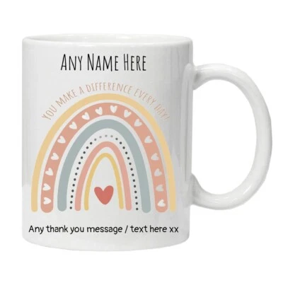 MWGIFTS Personalised Thank You Mug Tea Coffee Cup With Message & Name Thoughtful Gift UK