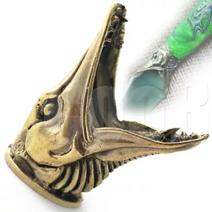 Coltello Bronzo Massiccio Protezione Dita PESCE LUCCIO per Coltelleria Personalizzata Manico Imbottitura - Foto 1 di 6