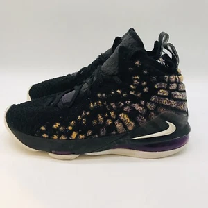 Nike LeBron XVII 17 Lakers Sneakers 5Y Black/White/Eggplant/Amarillo BQ5594-004 - Picture 1 of 12