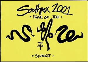 Folleto de exhibición de estampillas del año de la serpiente South-Pex 2001. 2 x 45c Navidad Is. LHS - Imagen 1 de 3