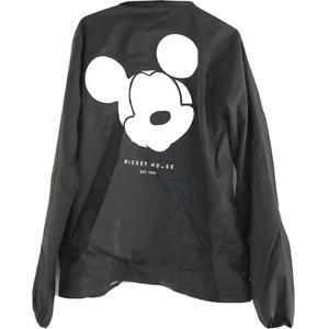 Disney Neff Sz L Jacket Windbreaker Black Mickey Mouse Snap up Lightweight Coat - Picture 1 of 7
