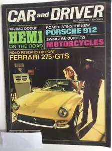 Car & Driver Oct 1965 Porsche 912 Dodge Hemi Ferrari 275 Labatt's 50 - Picture 1 of 7