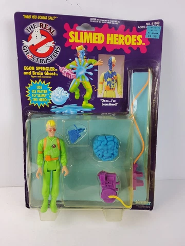The Real Ghostbusters 1989 SLIMED HEROES Egon Spengler Figure Toy Vintage NEW Cover