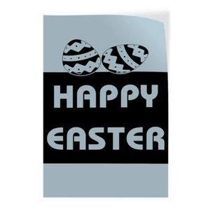 Door Decals Vertical Vinyl Stickers Multiple Sizes Happy Easter Gray Eggs Vinyl - Picture 1 of 6