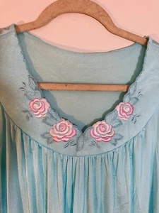 NWT VIntage Large Shadowline Long Nightgown Long Sleeves Nylon Embroidered USA - Picture 1 of 11