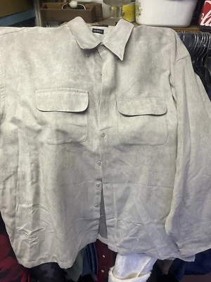 Camisa con botones marrón claro VAN HEUSEN SOFT GAMUZA para hombre grande y alta 2XL Foto 1 de 4