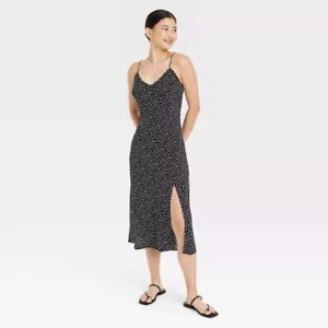 Nuevo Vestido Midi de Crepé de Día para Mujer X-Grande Sin Mangas Negro/Blanco Estampado de Corazón - Imagen 1 de 10