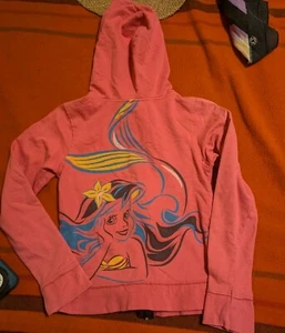 Vtg Y2K Disney Couture Ariel The Little Mermaid Girls Hoodie 2 Sided Pink S - Picture 1 of 8