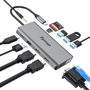USB C Docking Station 12 in 1 Hub Triple Display Laptop Dock With HDMI USB VGA - Photo 1/9