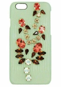 DOLCE & GABBANA PHONE CASE iPHONE COVER CRYSTAL EMBELLISHED LEATHER $650 - Picture 1 of 6