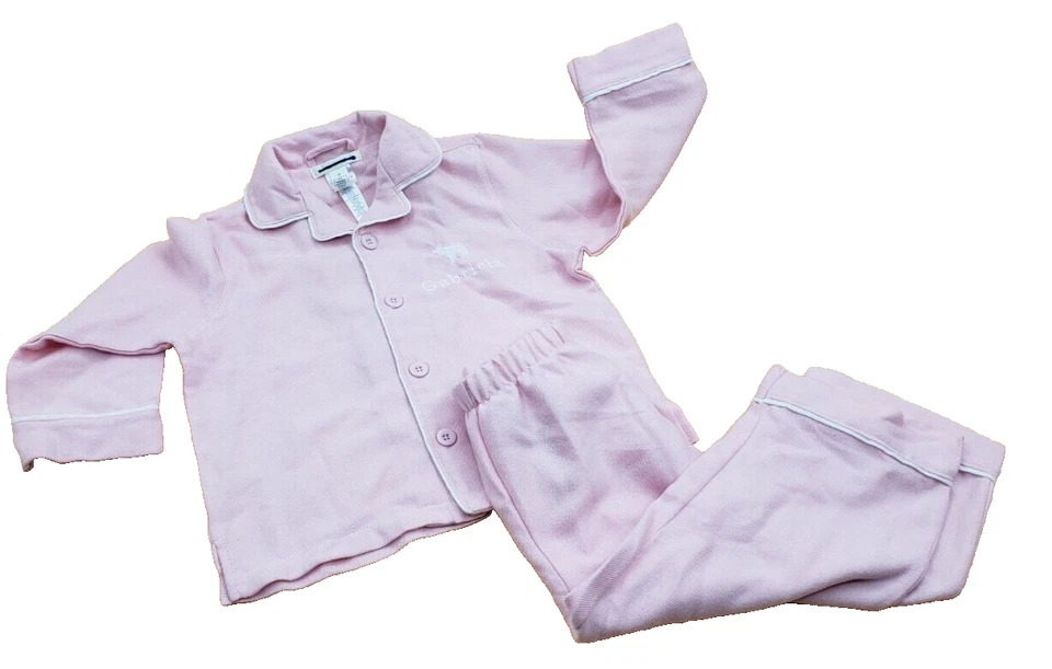 Pottery Barn Kids 粉色睡衣套装 "Gabriela" 尺寸 3T 全新无标签法兰绒上衣和底部 — 第 1/4 张图片