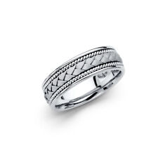 14K White Gold 6mm Braided Wedding Band -  Custom Size 