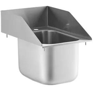 Lavello a scomparsa a scomparto singolo in acciaio inox 19""L con schizzi laterali - Foto 1 di 8
