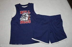 Toddler Boys Shorts Set BULLDOGS Navy Blue MUSCLE TEE 2T 3T 4T Fisher Price - Picture 1 of 1