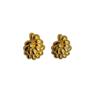 Vintage 70er Jahre Mimi di N signierte goldfarbene Spirale Jakobsmuschel Muschel Clip-On Ohrringe - Bild 1 von 4