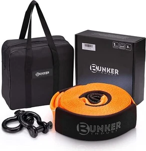 3" x 30ft 30,000 lbs Heavy Duty Snatch Strap+Pair 3/4 D Ring Shackles + Bag - Bild 1 von 7