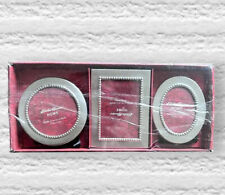 Eddie Bauer Mini Photo Frames Brushed Silver Set Of 3 Rectangle Round Oval New