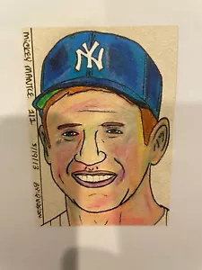 2013 Mickey Mantle NY Yankees HOF 1/1 Ivory Baseball Sketch Card By:Q Wasian - Picture 1 of 1
