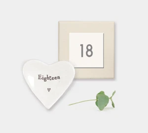 East of India 18th Birthday Porcelain Mini Heart Ring Dish Gift Boxed Eighteen - Picture 1 of 3