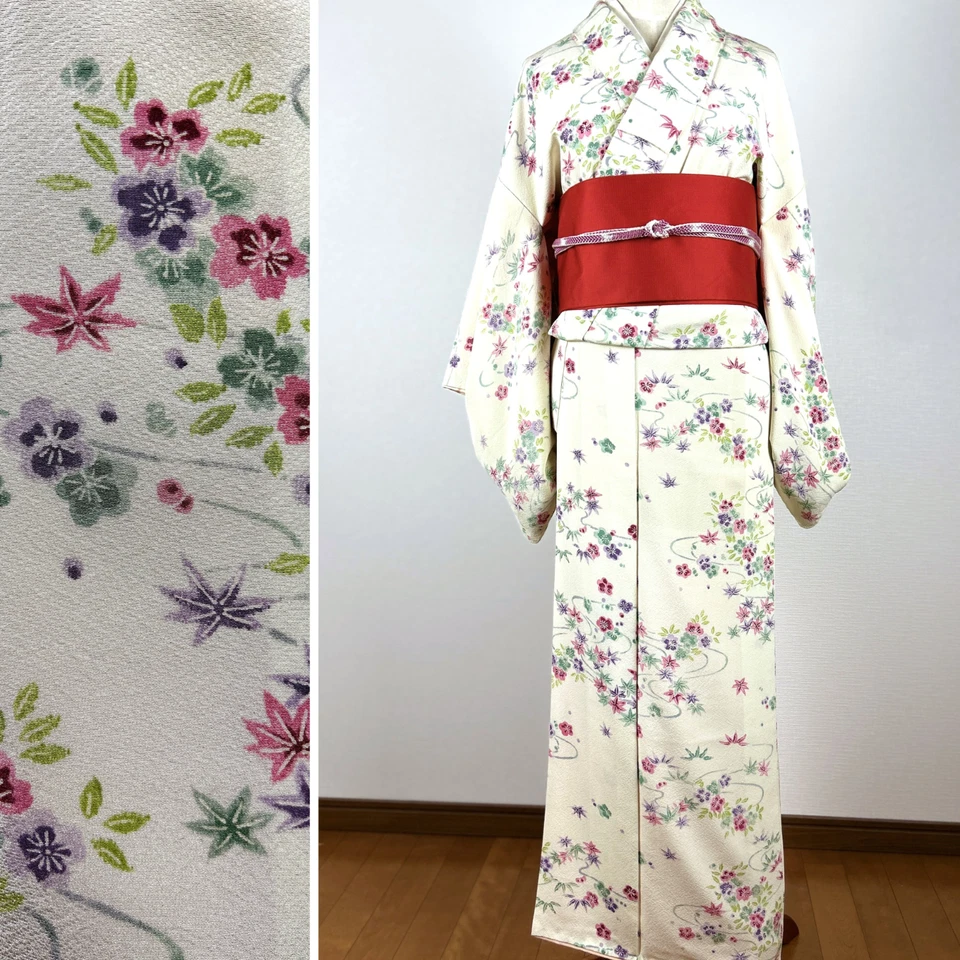 【Casi Como Nuevo】Kimono Antiguo, Kimono Japonés, Bata Kimono, Kimono Patrón de Flores, Foto 1 de 4