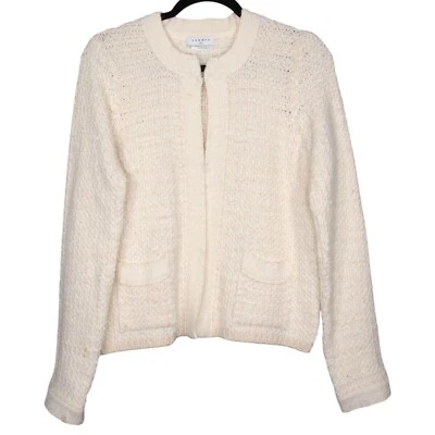 Cárdigan Sandro Paris Mujer Talla 2 Marfil Tweed Lana Mezcla Alpaca Preppy Dinero Antiguo Foto 1 de 4