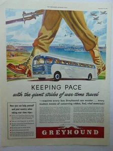 1942 GREYHOUND BUS KEEP PACE WITH WAR -TIME TRAVEL Vintage Kunstdruck Anzeige - Bild 1 von 1