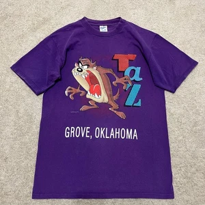 Camicia media viola grafica vintage 1995 Looney Tunes Taz - Foto 1 di 7