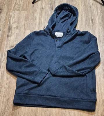 Sudadera con capucha Sonoma azul carbón 1/4 abotonada para hombre talla grande  Foto 1 de 3