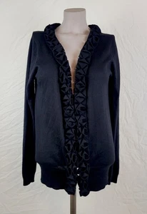 Cardigan M Missoni cashmere seta con volant davanti e bottoni nero taglia 46 US 8 10 - Foto 1 di 8