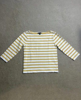 J.Crew Structured Boatneck T-Shirt In Stripe /White Yellow Women’s XXS / H6778 - Image 1 of 4