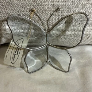 Buntglas abgeschrägter Sonnenfänger - klar mit Etikett. Unikat Garten Schmetterling - Bild 1 von 14
