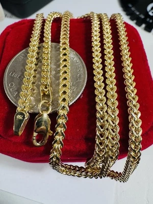 "Collar de cadena de eslabones de trigo de oro fino real 750 puro de 18 quilates 22""-21,8"" pulgadas 10,4 g 3,2 mm" Foto 1 de 4