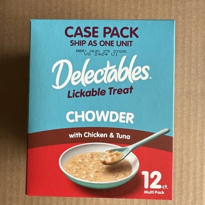 Hartz Delectables Chowder Lickable Wet Cat Treat Chicken And Tuna 12CT EXP 08/26