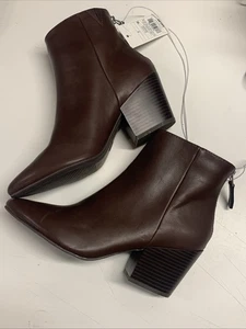 A New Day Women's Bren Brown Faux Leather Mid-Calf Bootie Boots 6.5 Medium - Picture 1 of 3