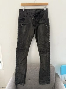 Balmain decarnin aw09 quilted weave leather biker moto pants - Picture 1 of 10
