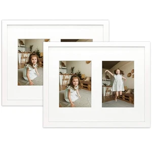  11x14 Bilderrahmen Echtholzrahmen mit Hartglasfront passend für zwei 5x... - Bild 1 von 8