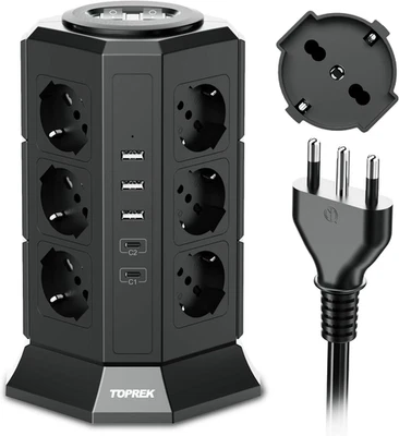 Ciabatta Multipresa Verticale Con 12 Prese Universali ITA 10/16A E Schuko E 2 US - Immagine 1 di 4