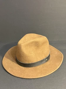 Sombrero Gigi Pip Fedora ajustado para mujer pequeño mediano marrón lana fieltro ala ancha clásico - Imagen 1 de 6