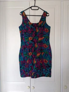 MONSOON Vintage 80s 90s Floral Mini Multicolor Floral Bodycon Dress UK14 - Bild 1 von 11