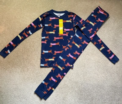 Novo com etiquetas Pijama Hanna Andersson 14 160 Meninos Crianças L/S Azul Marinho Cachorro Dachshund PJs $55 - Imagem 1 de 4