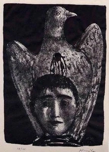 SANGUE DI PICCIONE - Max HUNZIKER - Incisione a mano autografata dell'artista SVIZZERO 1963 - Foto 1 di 1