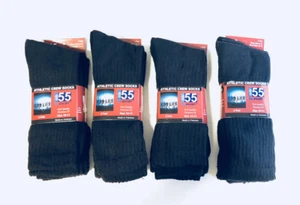 12 Pairs Men Cotton Black Crew Sport Socks - NEW - Picture 1 of 2