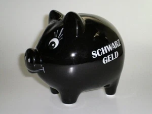 Sparschwein Schwarzgeld, Keramik glasiert, mit Schloss - Bild 1 von 1