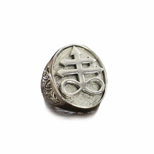 Anillo cruzado satánico de leviatán plata esterlina 925 calavera de motociclista vintage gótico hombre - Imagen 1 de 13