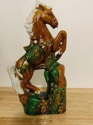 Vintage Chinese Tang Dynasty Style Sancai Tri-Glaze Horse Sculpture - Image 1 of 4