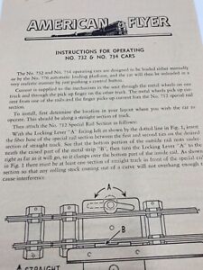AC Gilbert American Flyer Original Instructions For 732 734 Operating Cars M2783