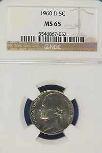 1960 D NGC MS65 Jefferson Nickel!! #B49616 - Picture 1 of 2