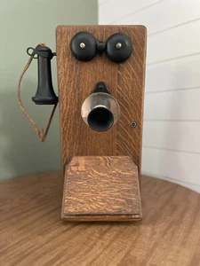 Vintage Wooden Wall Phone 1800s Oak Early Telephone - Picture 1 of 4