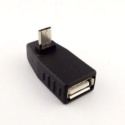 Down Angle 90° Micro USB 5 Pin B Male Plug To USB 2.0 A Female OTG Host Adapter - Image 1 of 4