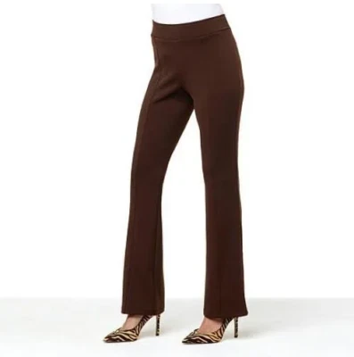 IMAN Smooth Straight Leg Pants Size 2X Chocolate Brown Pull On Stretch  - Image 1 of 4